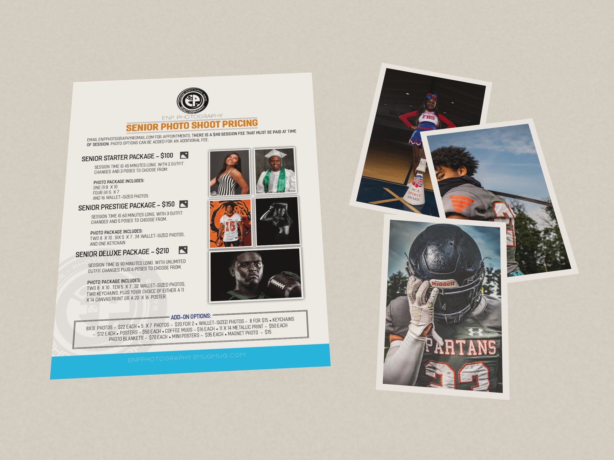 ENP Photography — senior photo shoot pricing sheet