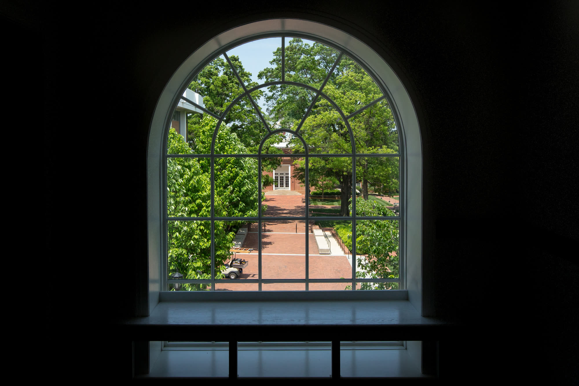 Episcopal High School — campus through an arched window