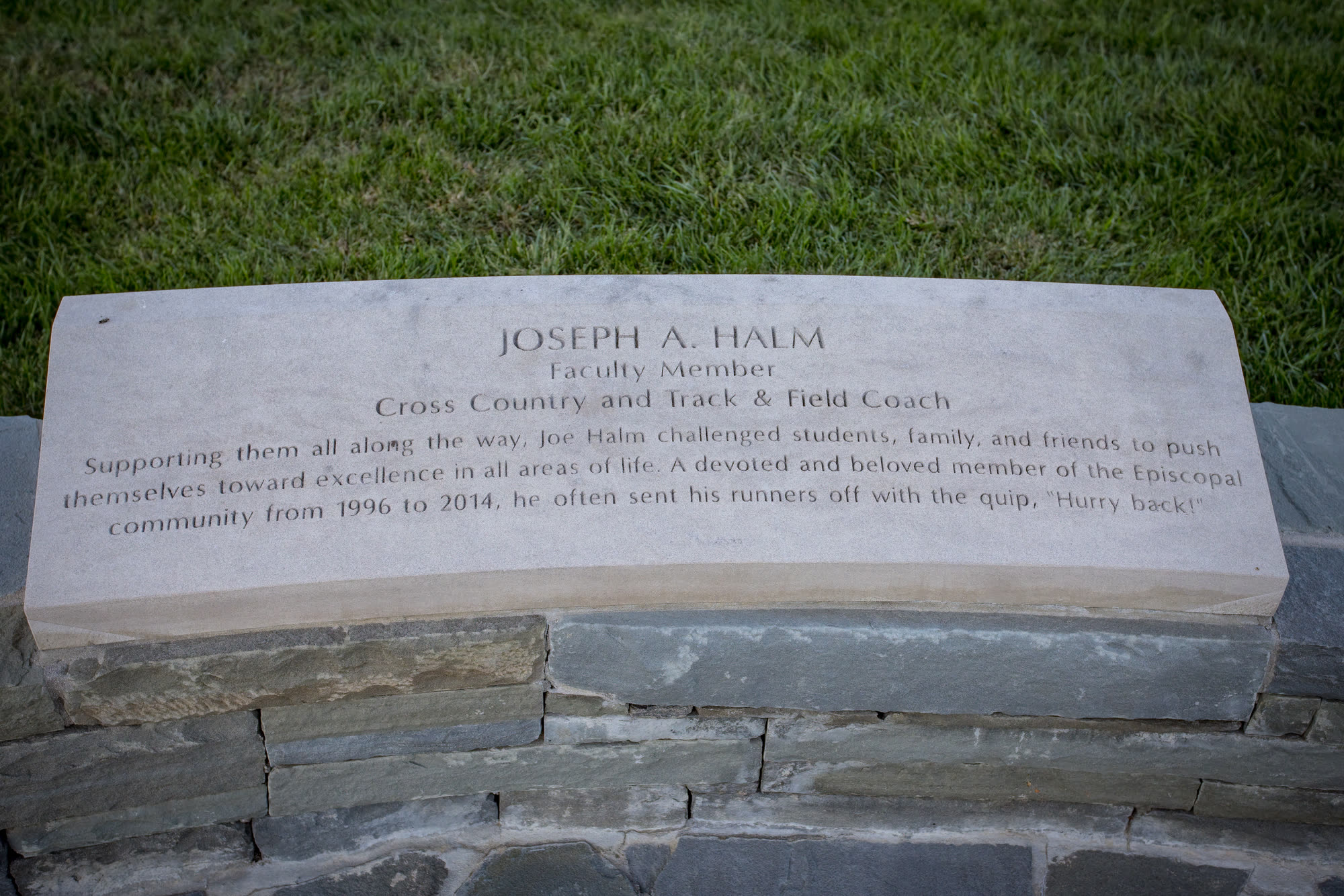 Episcopal High School — memorial bench on campus