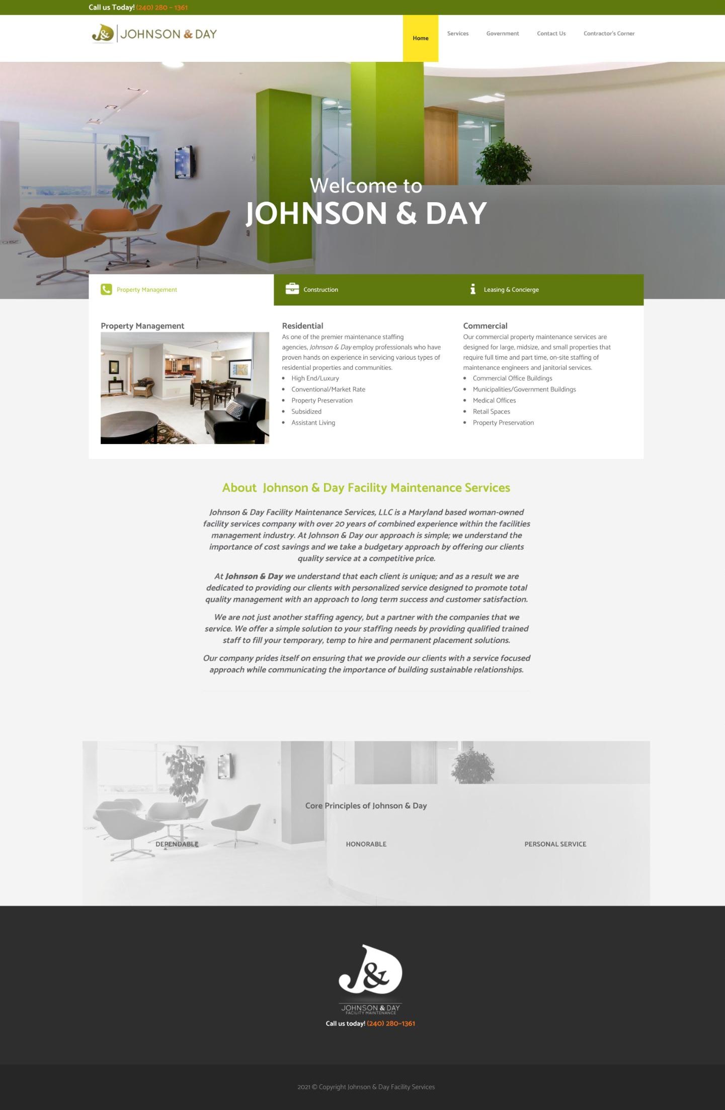Johnson & Day — full home page